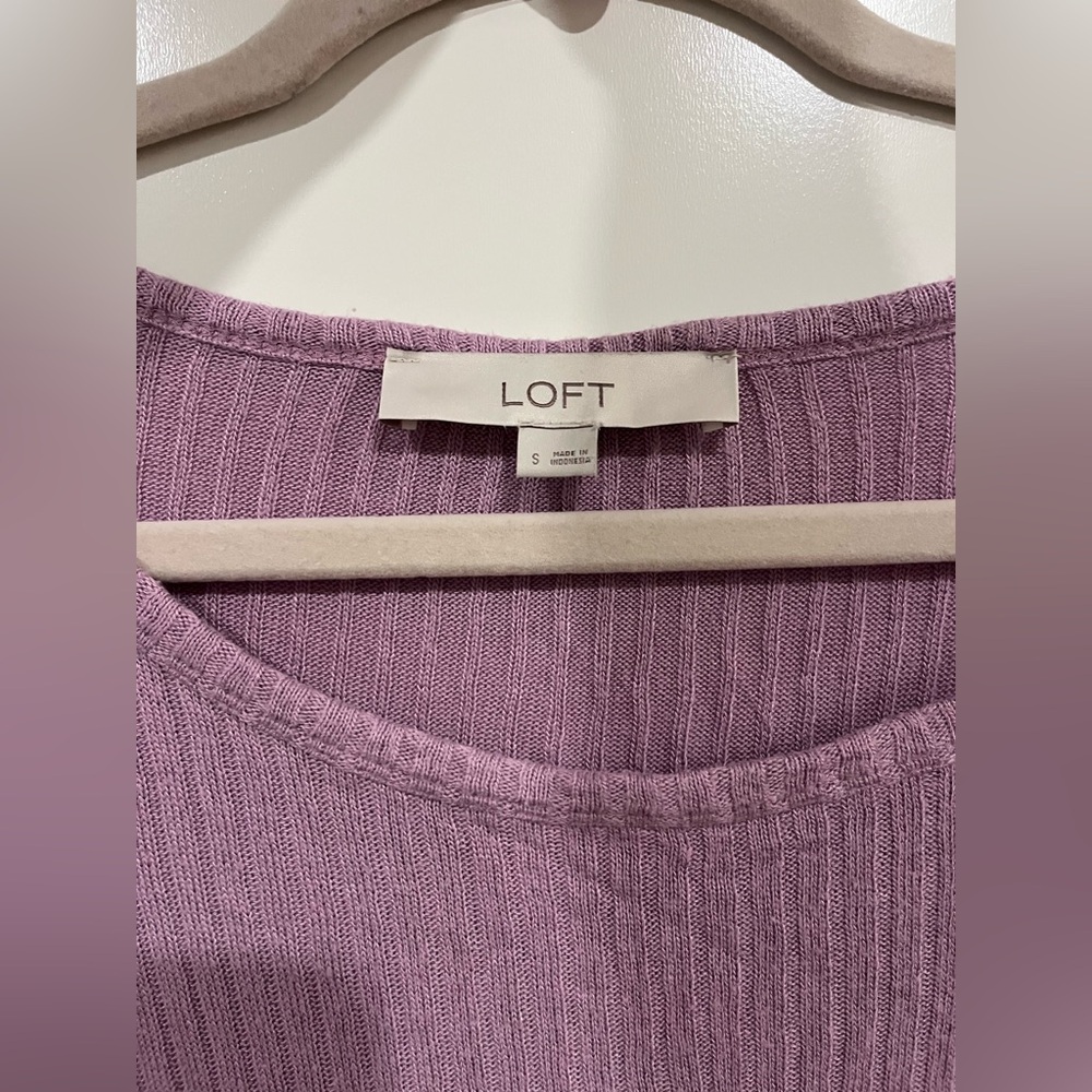 LOFT Lavender Ribbed Blouse - Picture 2 of 4